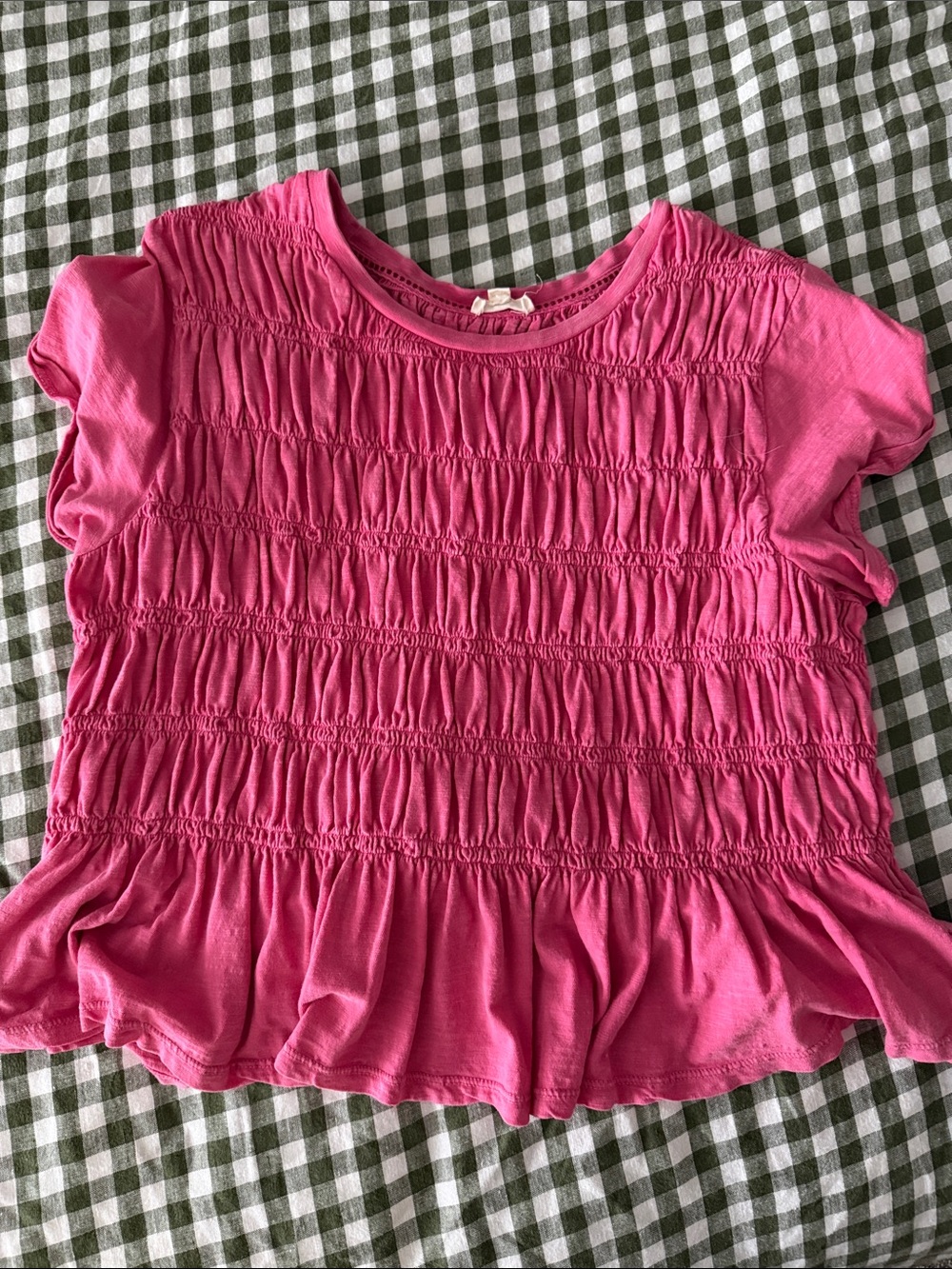 Pilcro Hot Pink Smocked Short-Sleeve Tee